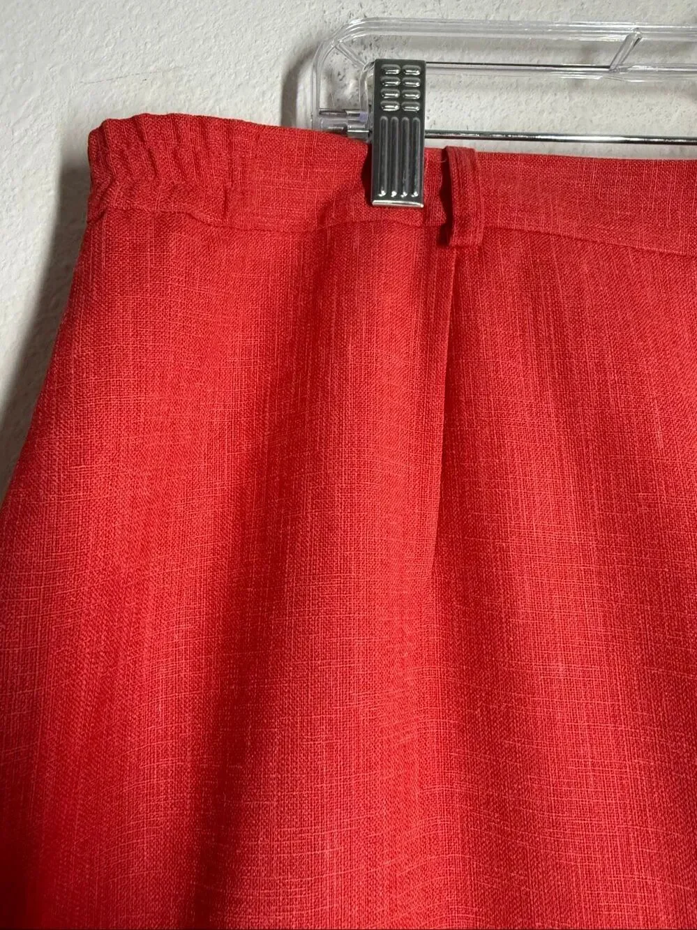 Devernois Vintage Red Linen Blend Pencil Skirt French Designer US XL